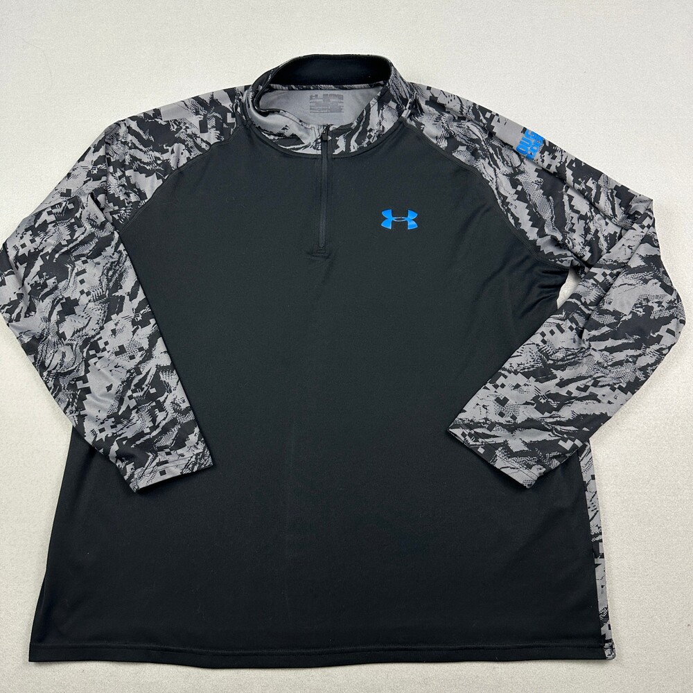 Under Armour Sweater Men 2XL Black Digital Camo Tough Mudder 1/4 Zip XXL